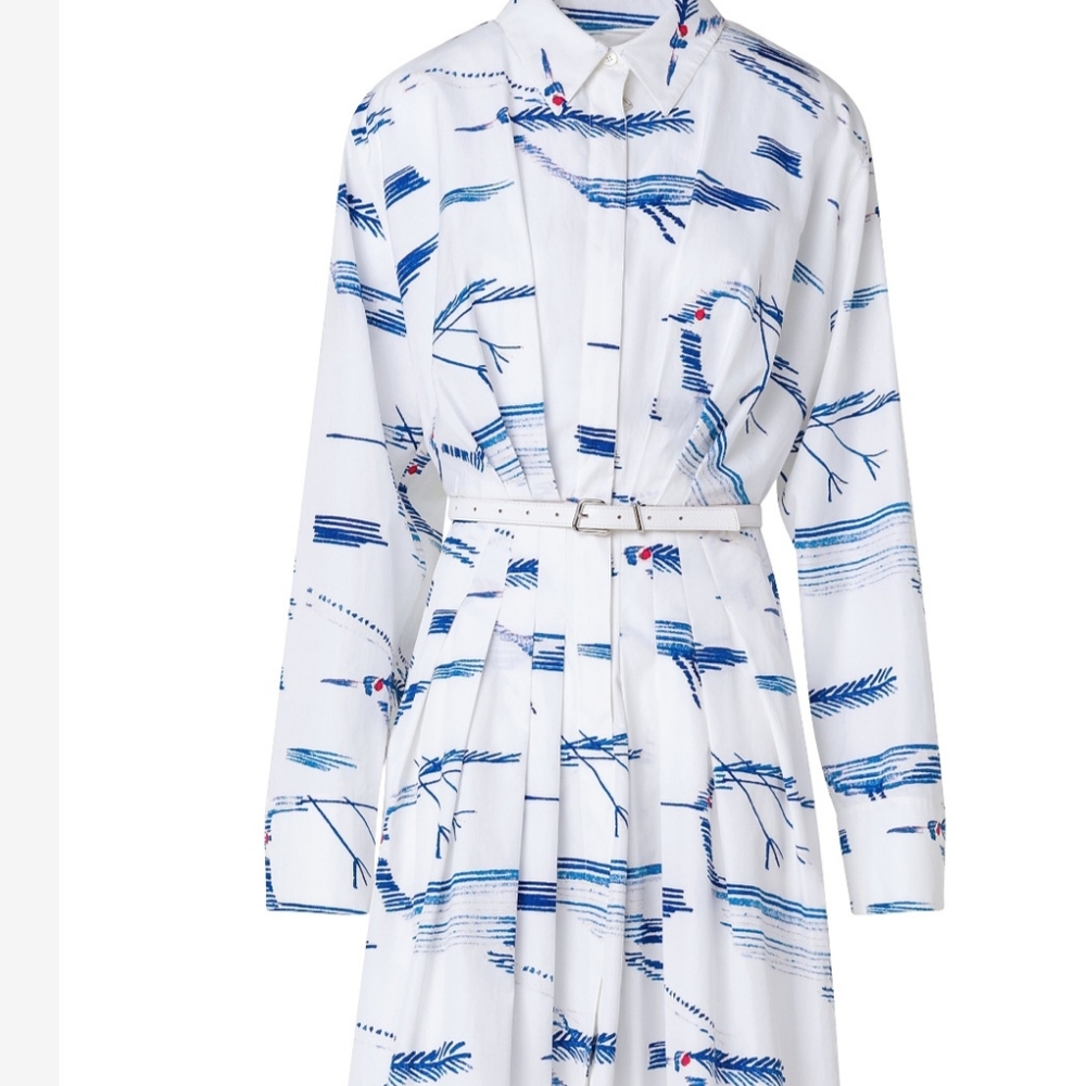 Akris Blue and White Long Sleeve Dress